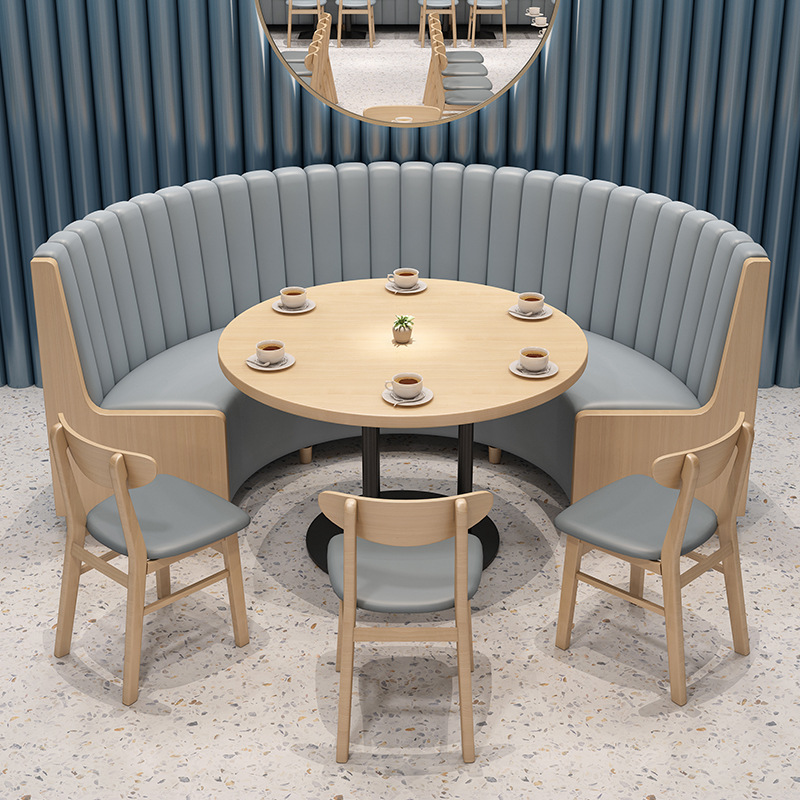 Mesas y sillas para tiendas de fideos, asientos tipo booth, sofá, combinación de mesa redonda, mesas y sillas para comedores escolares, snack bar, restaurante de comida rápida, comedor de hotel.