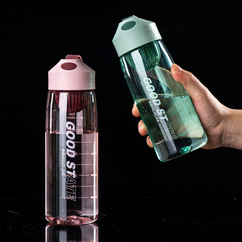 女性用の高級プラスチック製ウォーターカップ、夏用のポータブルフィットネスカップ、男子学生用の大容量プラスチック製カップ、茶漏れ付き|undefined