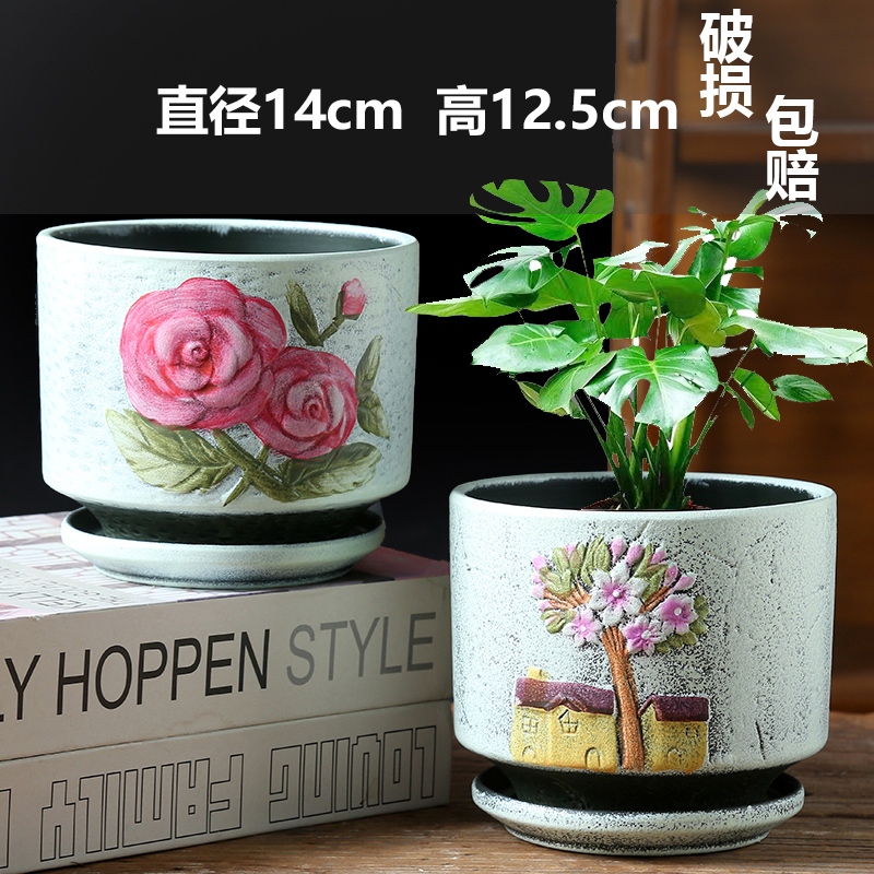 도자기 - 고급 손으로 그린 두 개의 장미 홈 - 대형