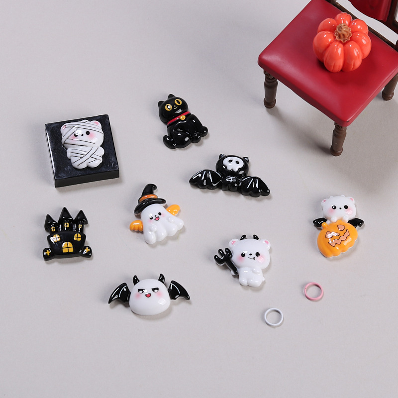 樹脂部品アニメ手作りdiyアクセサリークリーム髪クリップ穴靴ボタンかわいいハロウィーンコウモリ|undefined