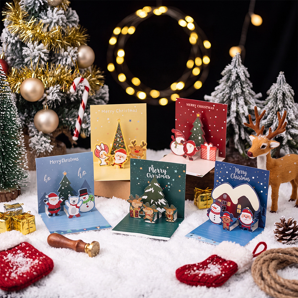 Three dimensional Christmas creative postcard