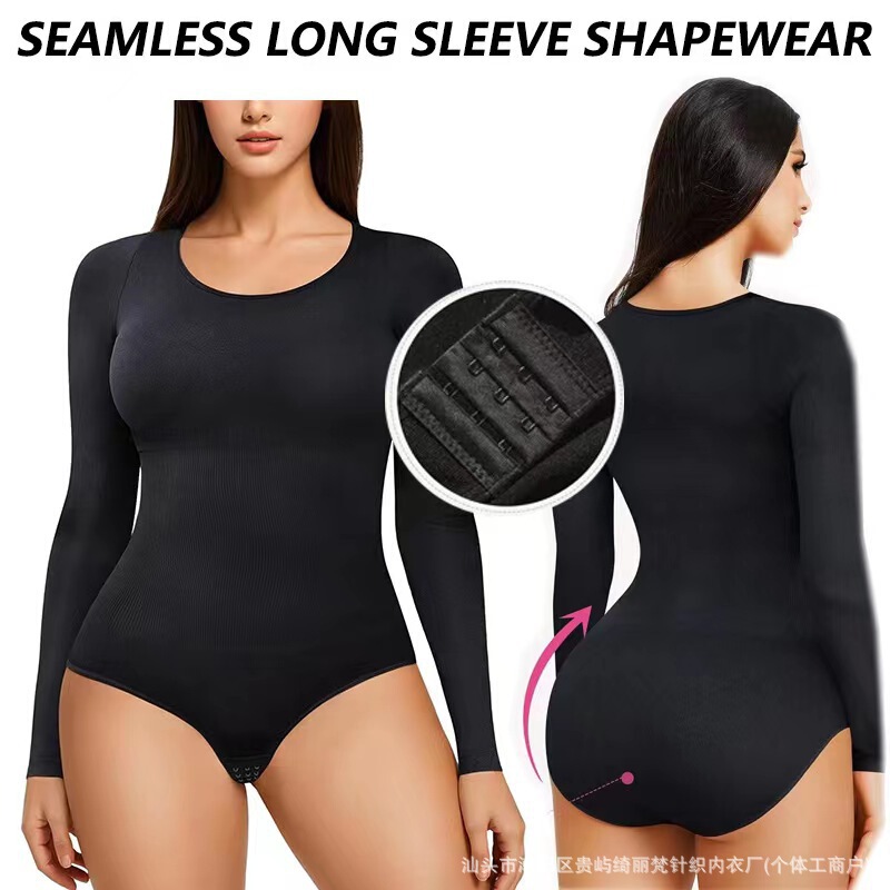 Cross-border European and American Strapless Shaping Abdomen Shaping Body Shaping Three Long Sleeve plus size one-piece underwear Seamless Chest Fit Body Shape