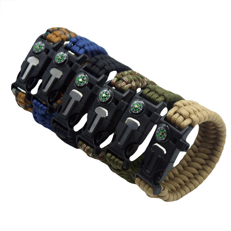Survival bracelet, multi-functional outdoor mountaineering self-defense rope, tactical emergency survival and rescue braided bracelet