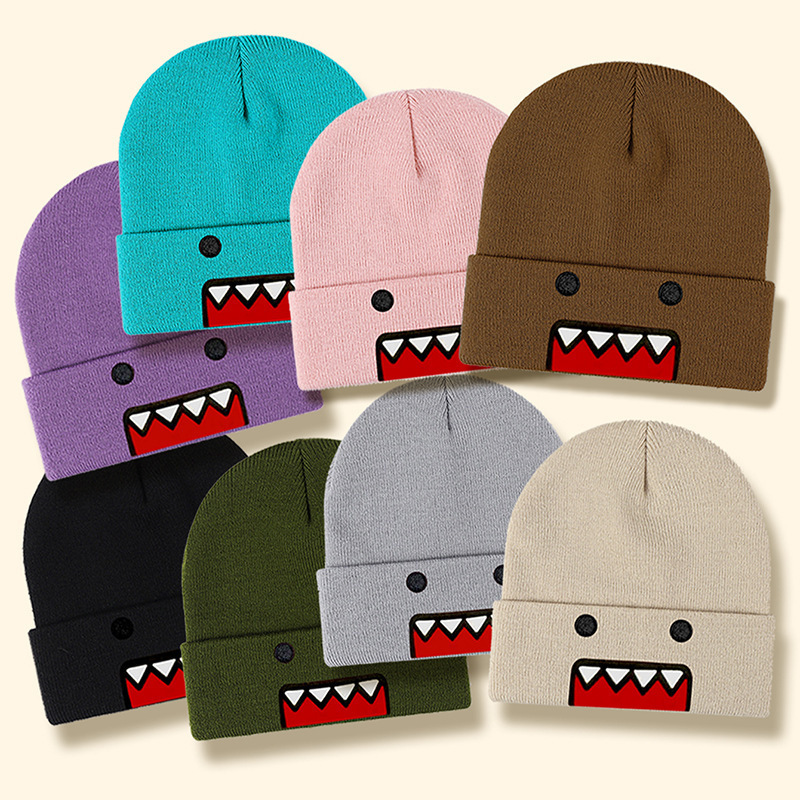 European and American Cross-Border Trendy Ins Tama-Kun Cartoon Embroidered Knitted Hat for Men and Women, Warm and Windproof Hip-Hop Hat