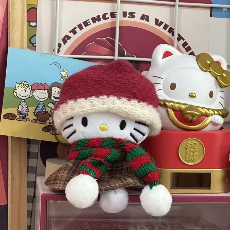 冬日圣诞节红色帽子hellokitty猫包包公仔小挂件书包挂饰毛绒玩偶|undefined