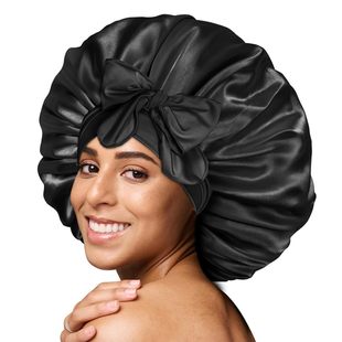 Cross-border Explosions Extra Large Ribbon Round Hat Bow Solid Color Silk Nightcap Beauty Hair Condiment Hat Tape Hat
