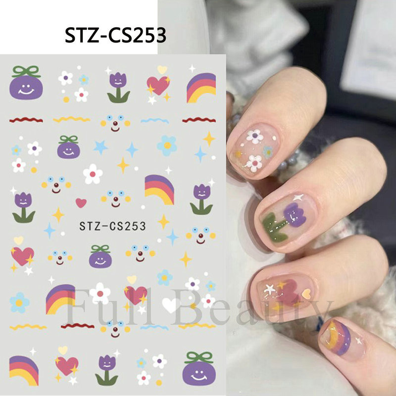新しいネイルシールinsネット赤同型アニメドーパミン虹バックテープ爪シール卸売りnail|undefined