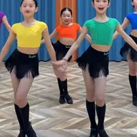 Одежда для занятий латинскими танцами для женщин, новый летний стиль, детская форма для соревнований, стандартная танцевальная юбка с кисточками