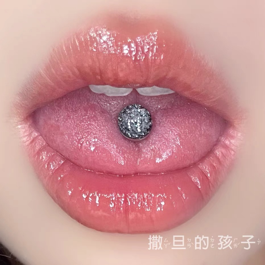 Star Drop Tongue Nail Titanium Steel Blue Tongue Ring External Thread 2024 New Style detail image 4