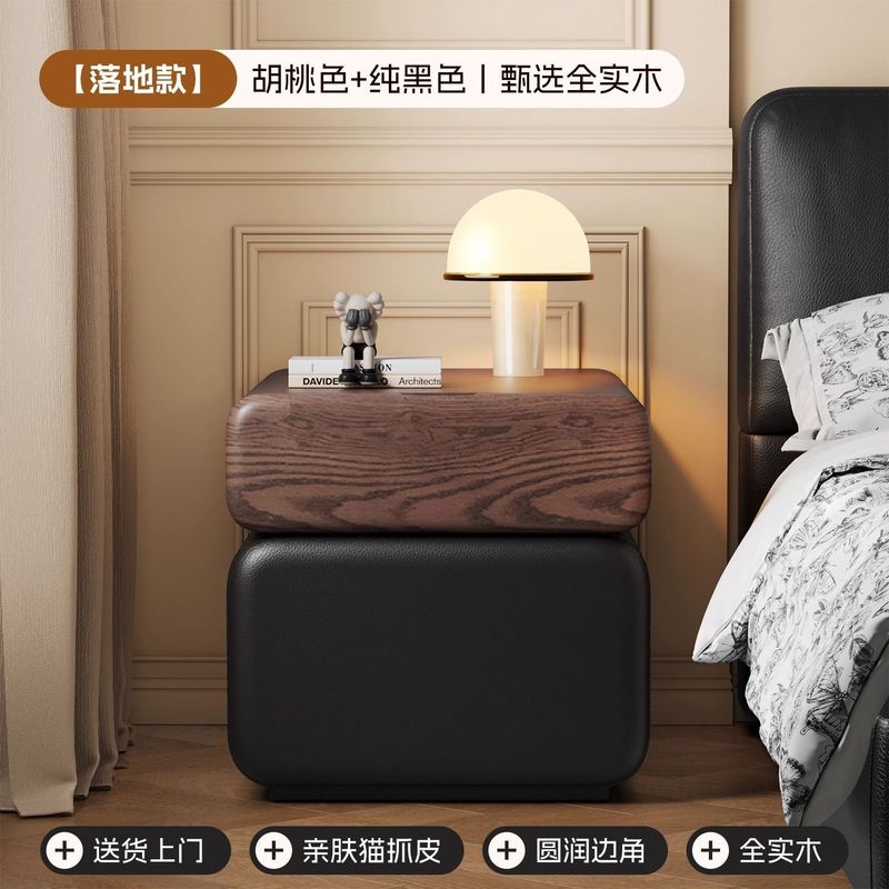实木床头柜家用卧室小型床边落地收纳小柜子2025爆款轻奢高级感|undefined