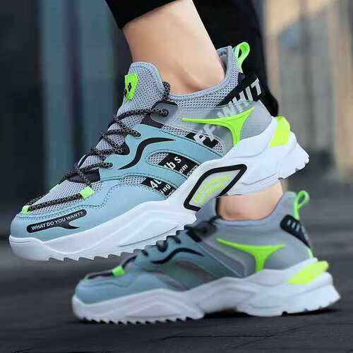 International Trade Cross-Border Men's  New Arrival Dad Shoes Korean Style Flyknit Breathable Running Fashion Sneakers for Men