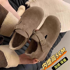 澜柜 潮牌小个子内增高5CM勃肯鞋女厚底加绒秋冬新款棉鞋博肯单鞋