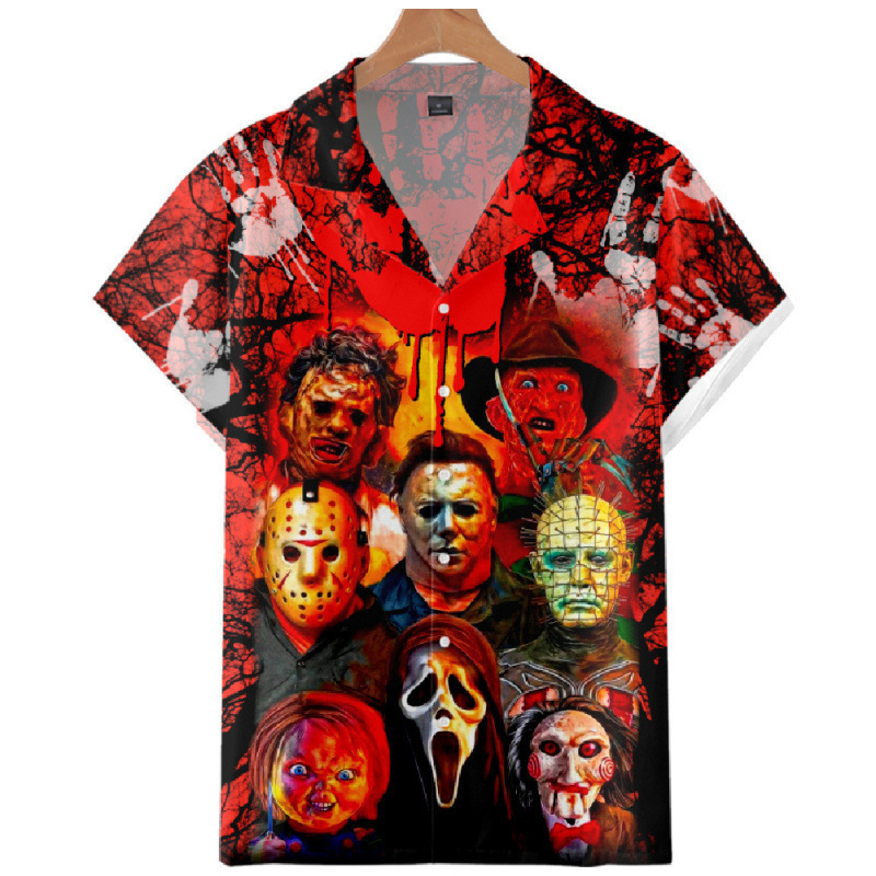 Cuban Collar Pocketless Shirt Casual Men's Loose-Fit Shirt C601