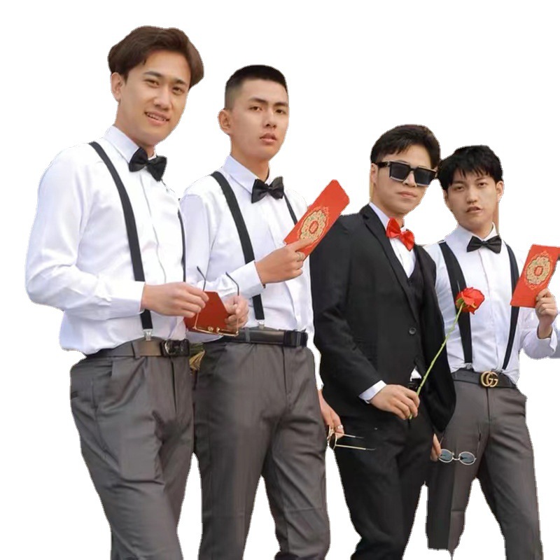 Traje de padrino traje de novio Chaleco de los hombres Camisa blanca hermanos unidad vestido de novia traje de tres piezas primavera y otoño