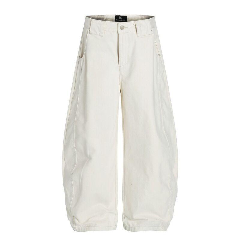 F9051 American Street High Sense Retro Deconstructed Solid Color Design Men's Loose Casual Scimitar Jeans F9051 American Street High Sense Retro Deconstructed Solid Color Design Men's Loose Casual Scimitar Jeans
