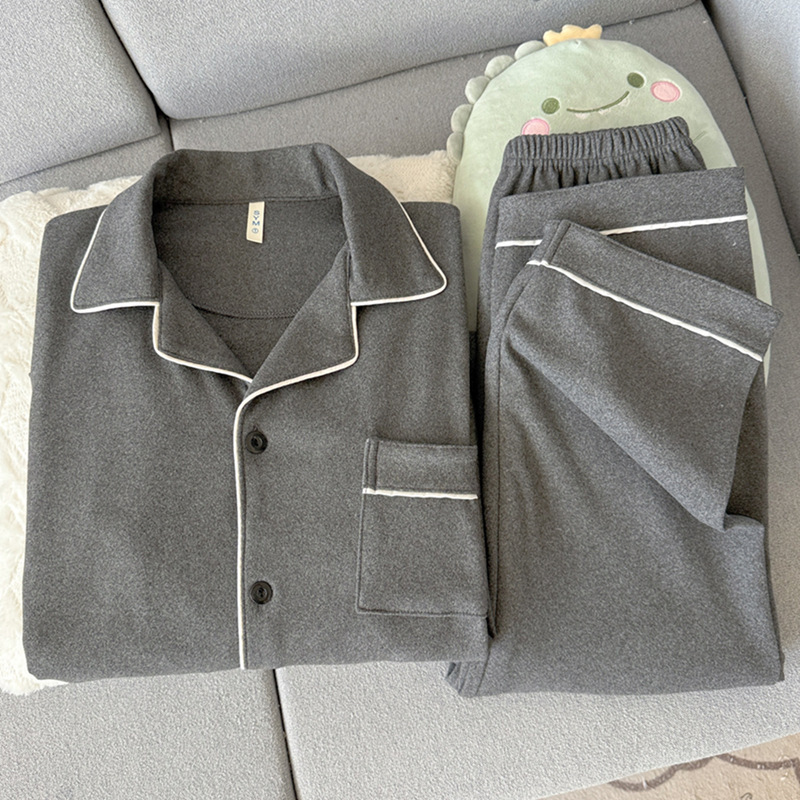 Derong Pajamas Men's Spring Autumn Winter Long Sleeve 2025 New Coral Fleece Thickened Plus Velvet Brushed Home Clothing Set