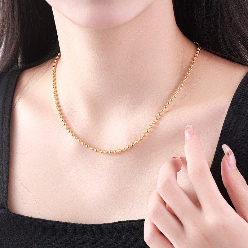Xuping nueva moda simple aleación de cobre chapado 24k collar de esferas geométricas clásicas diarias fáciles de poner cadena simple