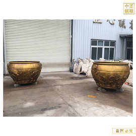 仿古紫铜鎏金铜龙缸故宫铜缸图片吉祥太平铜缸铸造铜缸加工