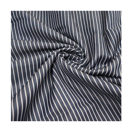 Spring shirt striped fabric polyester rayon 0.4/0.6cm strip fabric overalls uniform overskirt fabric