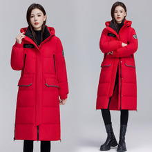 正品撤柜防寒白鸭绒羽绒服女长款过膝冬季新款高端工装款加厚外套