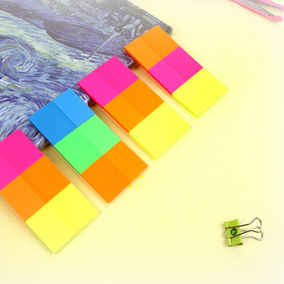 荧光指示标签分类索引贴可爱小清新备忘贴边料留言本颜色组合随机|ru