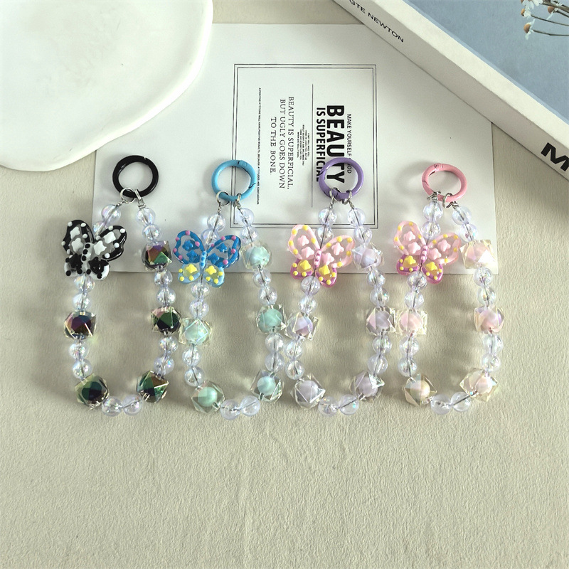 Portachiavi creativo con ciondolo a forma di fiocco in cristallo e perline pesanti, per zaino da donna, accessori di moda raffinati_voghion.com