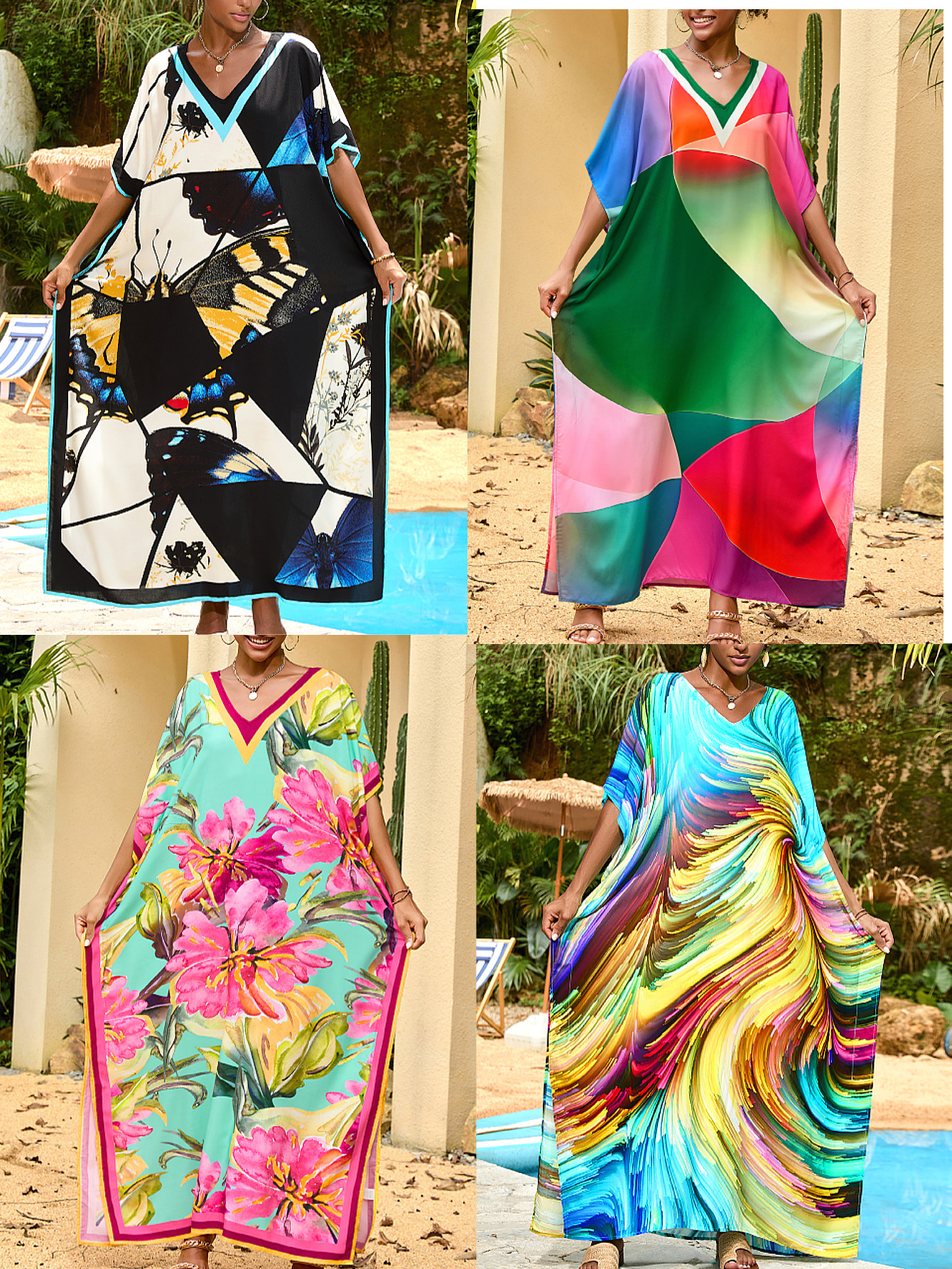 Camiseta de playa de algodón humano impresión de posicionamiento vestido de vacaciones bikini camiseta protector solar 2025 transfronterizo Amazon A056