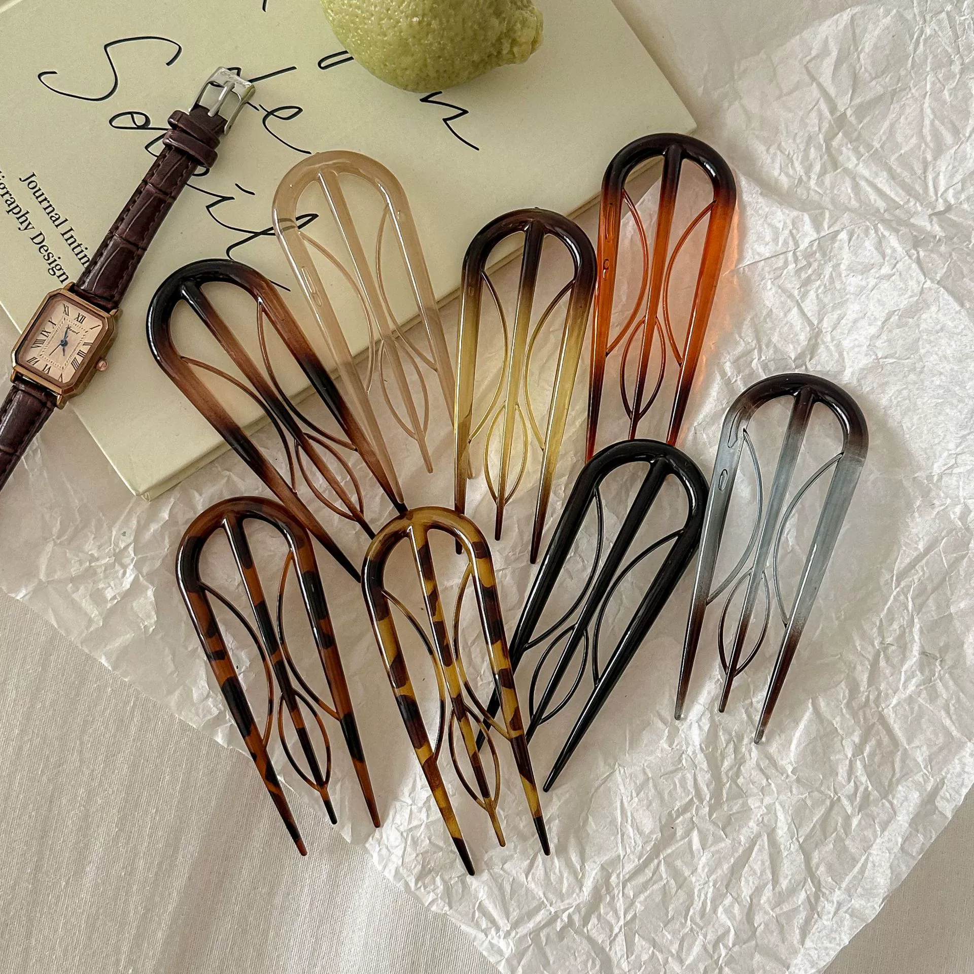 Трансграничная новая U-образная заколка для волос, высококачественная, шариковая повязка на голову на затылке, фиксированная заколка, новая расческа-вставка для шпильки в стиле шинуазри.