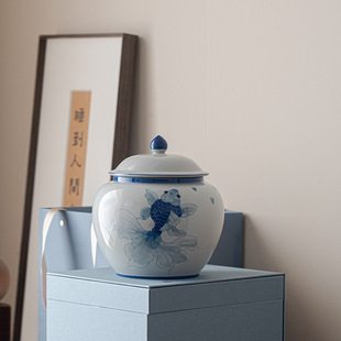 Chinese Vintage Tea Cans Ceramic Hand-painted Golden Jade Mantang Cans Moisture-proof Tea Warehouse Black Tea Rock Tea Pu'er Tea Gift Boxes