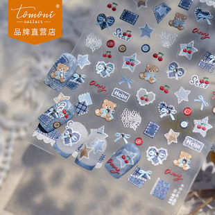 Tomoni Crystal Diamond Nail Art Stickers Popular Ballet Style Nail Stickers High-End Denim Bear Jewelry Stickers Nail Art