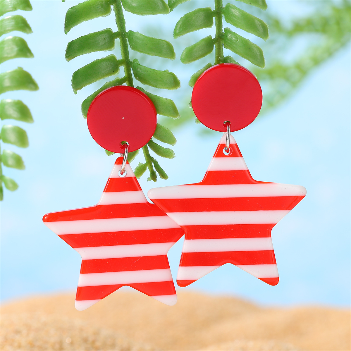 9g Weight Alloy Ear Needle Material Drop Earrings Classification 1 Pair Quantity Holiday, Beach Occasion Acrylic Material Pentagram Pattern All Seasons Season Women's Gender Casual, Vacation Style 1 Pair Casual Vacation Pentagram Arylic Drop Earrings 1