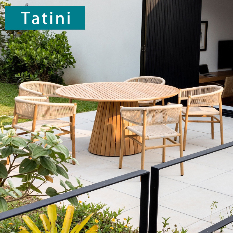 Mesa y silla de teca al aire libre terraza villa patio jardín todo el tiempo hotel ocio muebles de aluminio impermeables y protectores solares
