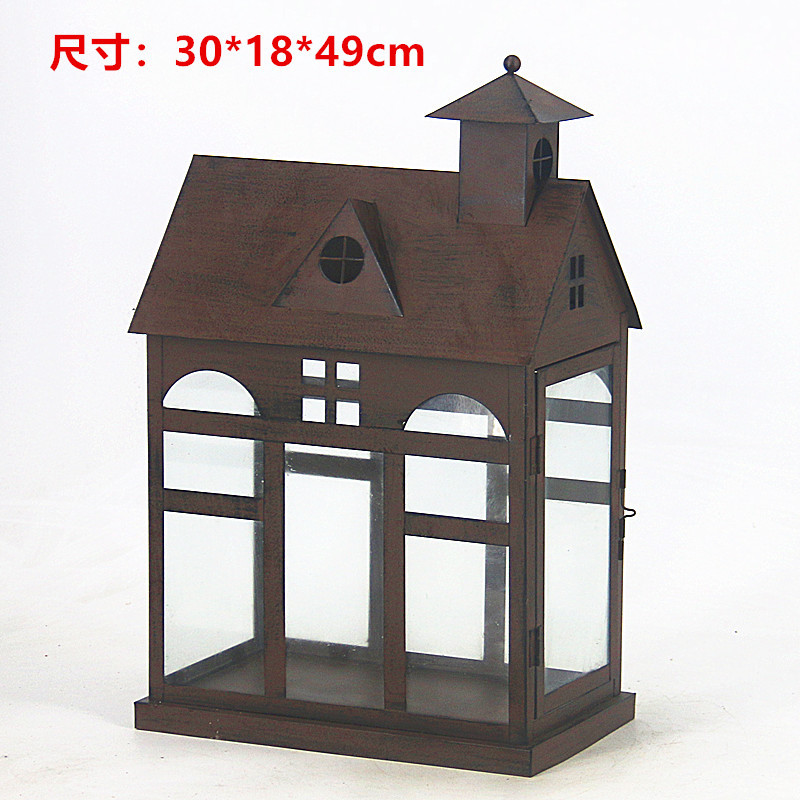 Retro hacer viejas casas de cuento de hadas lámparas de viento cabaña colgar decoración de comercio exterior de hierro forjado exportación decoración de jardín comestibles japonés