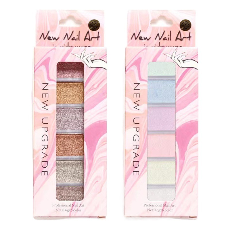 Sólido mágico espejo Rosa Aurora polvo 6 color uñas belleza hielo transparente magia color sirena Hada Rosa Hada color espejo harina