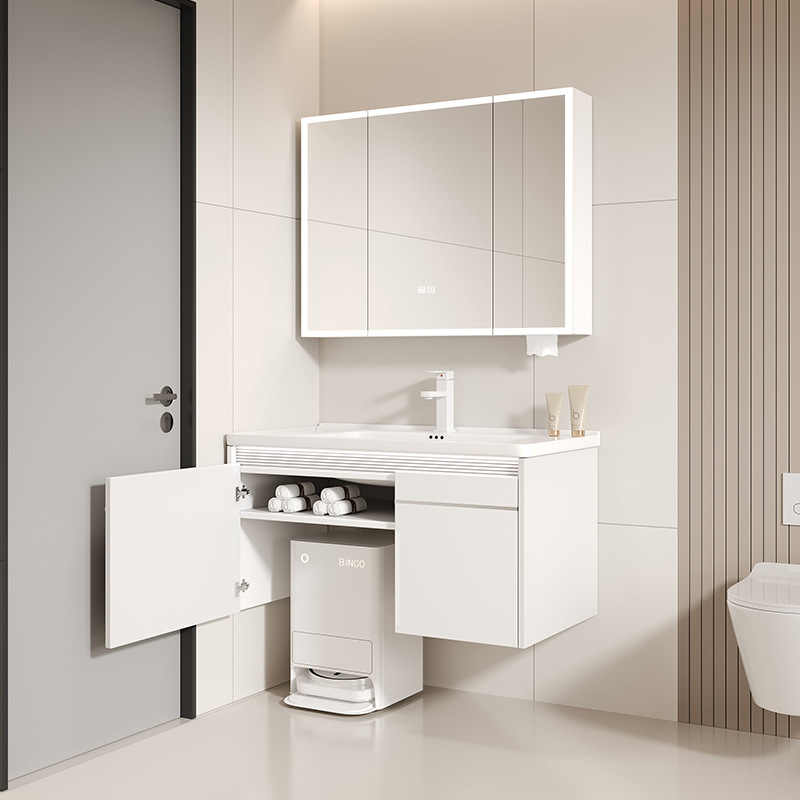 Estación base de robot de barrido de suelo almacena paneles de abeja gabinete de baño combinado cerámico todo en uno lavabo de mano gabinete lavabo mesa de lavado