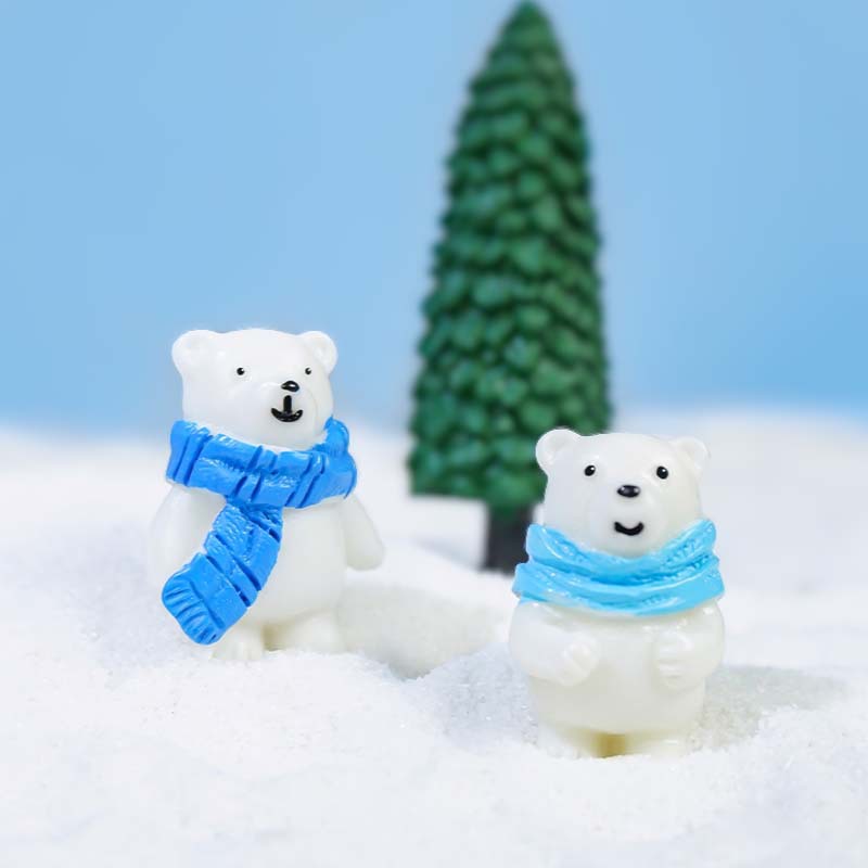 Micro paisaje accesorios de decoración creativa adornos de resina lindo paisaje de nieve bufanda de iceberg muñeca de oso polar
