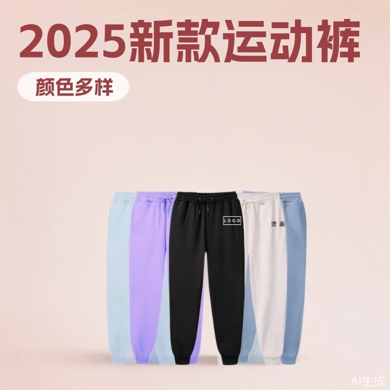 2025 New Cross-Border Sports Pants Men's Loose Pants Fleece-Lined Men's and Women's Running Fitness Casual Pants Small Leg Pants Sweatpants