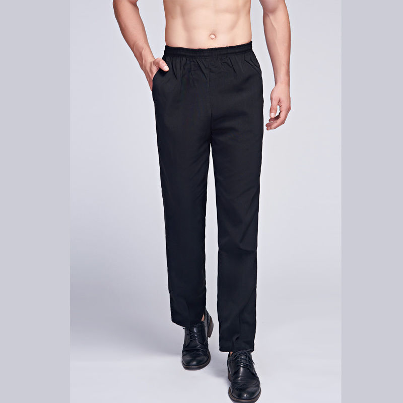 En stock chef pantalones Hotel uniforme más tamaño pantalones de trabajo cocina rayas guardapolvos Restaurante Camarero pantalones elásticos