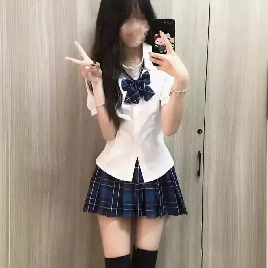 一整套jk全套学院风jk制服夏季甜辣收腰衬衫绑带显瘦泡泡袖衬衫女