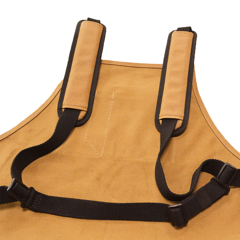 Comercio exterior lienzo delantal moda doble capa tridimensional multi-bolsillo electricista carpintería ropa de trabajo jardinería delantal fábrica al por mayor