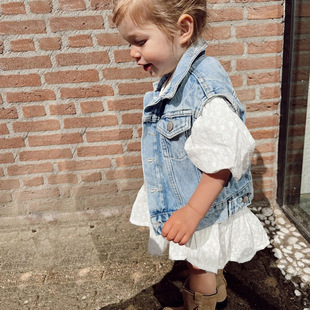 Cross-Border Spring and Summer New Children's Versatile Denim Vest Boys Vest Girls Heavy Washed Denim Jacket