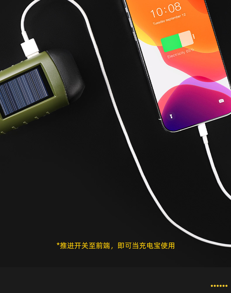 Flashlight with Hand-Cranked Power Generation, Solar Power Generation, Rechargeable Led Light, Multi-Functional Flashlight, Ultra-Long Battery Life, Strong Light