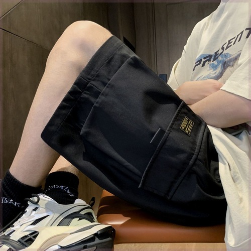 Summer Five-Part Leisure Pants for Men, Loose Straight Leg Coveralls, Hong Kong Style Work Pants, Beach Pants, Sports Pants