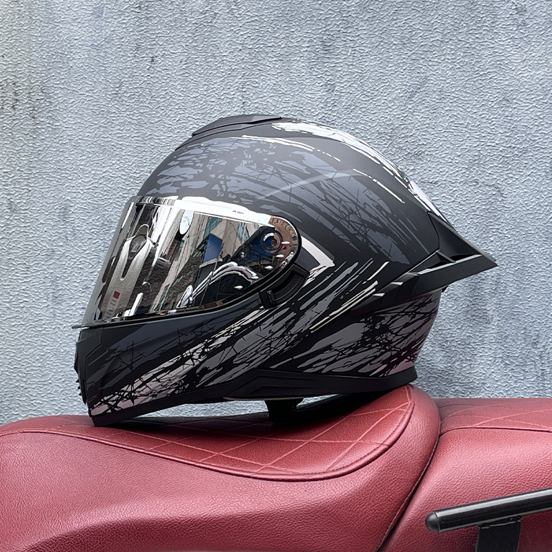 Casco integral transfronterizo DOT de la versión mejorada de LVS con doble lente para hombres, casco de seguridad universal para todas las estaciones para motociclistas femeninas, casco de motocicleta con doble lente.