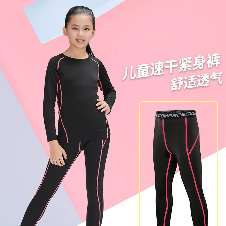 Детские спортивные лыжные быстрые сухие leggings для баскетбола, зимний комплект для тренировок для мальчиков, плотные, для бега