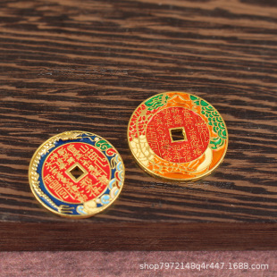 Gold shop with ancient gold coin antique mountain ghost spend enamel burnt blue gossip accessories pendant