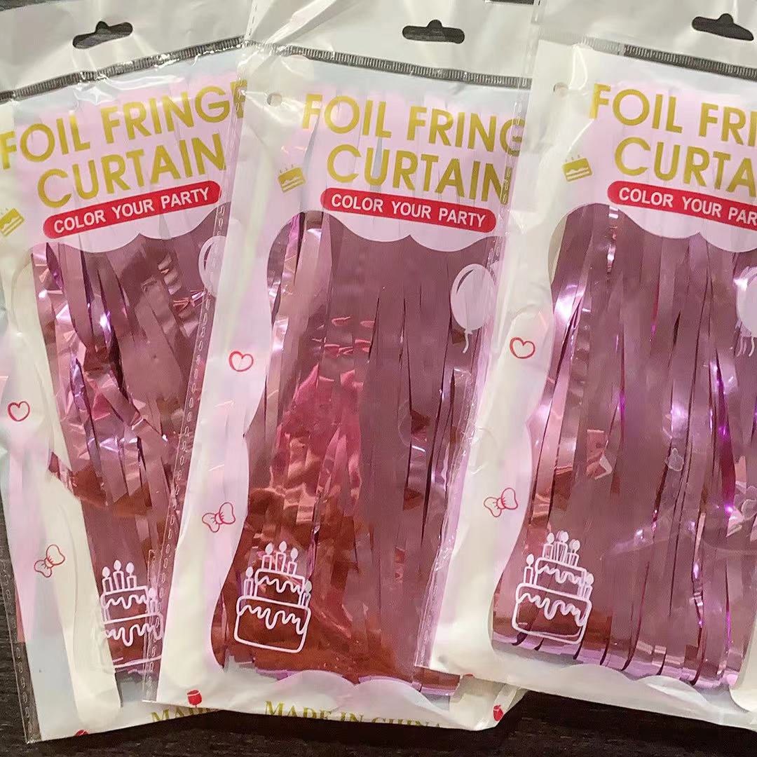 1*2 M lluvia cortina de seda fiesta de cumpleaños boda Fondo pared decoración borla brillante lluvia cortina de seda