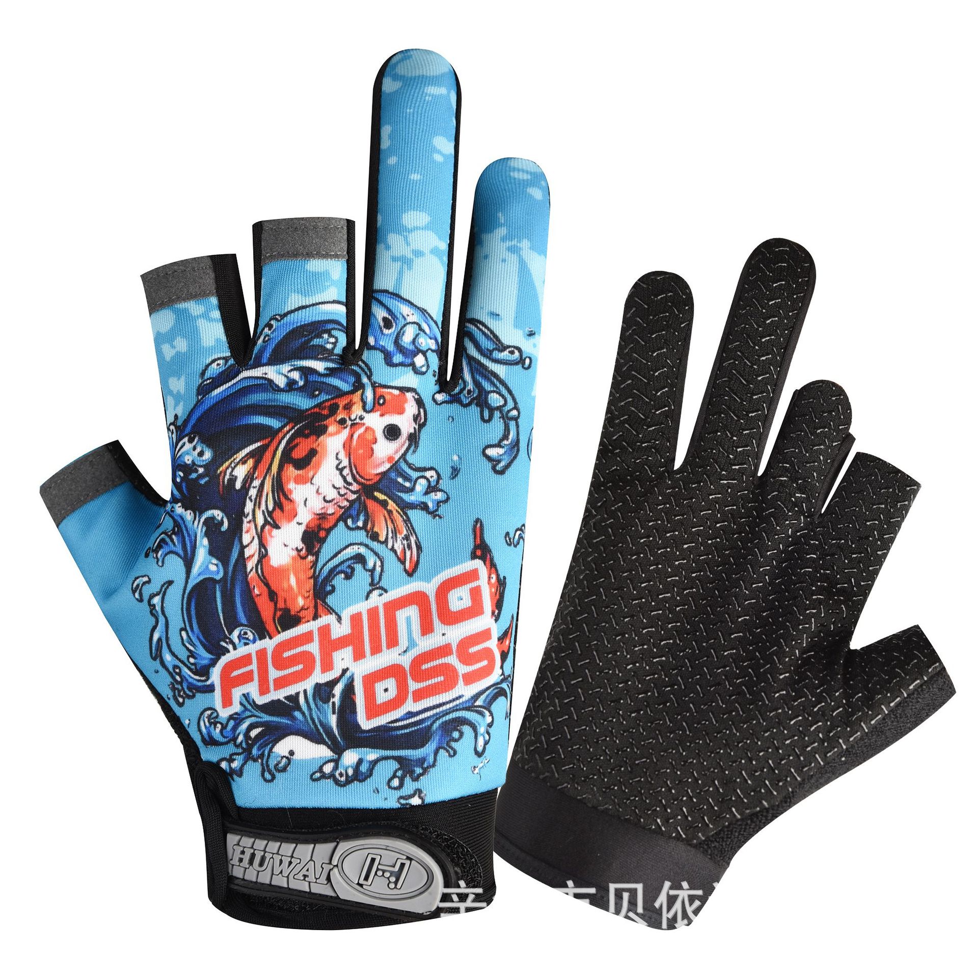 Ice Silk Fishing Fingerless Spring and Summer Men's Takeaway Express Touch Screen Sports Cycling Fitness Thin Breathable Sun Protection Anti-Slip Gloves