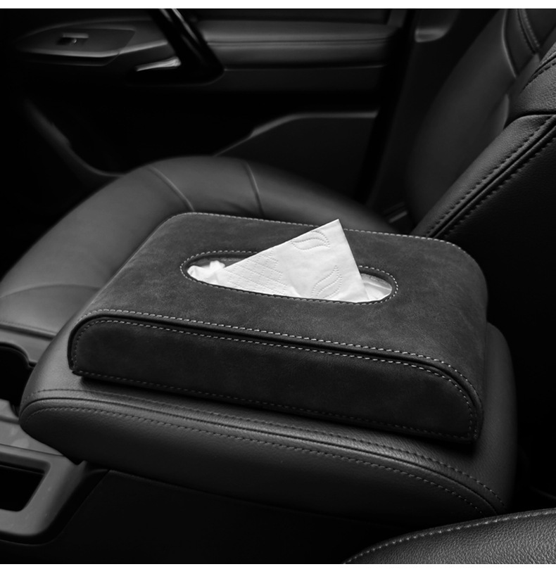 Can Be Customized with Logo, Suede Leather, Multifunctional Hanging Seat Armrest Box, Chair Back Tissue Box, Car-Mounted Car Interior