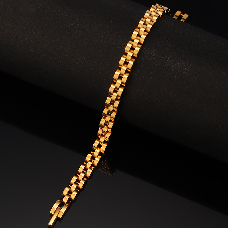 39g Weight 0.03µm-0.05µm Gold Plating Thickness PVD Coated Gold Plating Process 18K Real Gold Plated Plating Material Bracelets Classification 304 Stainless Steel Chain Material 1 Piece Quantity Business, Daily Occasion Titanium Steel Material Geometric Pattern Men's Gender Retro, Classic Style Style Plating Craft Retro Classic Style Geometric Titanium Steel Plating Men's Bracelets Men's Chain Bracelets 18